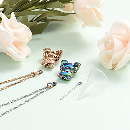 shajwo Teddy Bear Cremation Urn Necklace for Women Men | Stainless Steel Heart Memorial Urn Keepsake Locket Pendant Ash Holder - color: 2PCS Teddy Bear