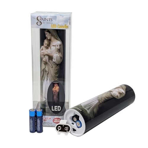 L'Innocence. LED Flameless Devotion Prayer Candle, Religious Gift, 6 Hour Timer for More Hours of Enjoyment and Devotion! Dimensions 8.1875" x 2.375"