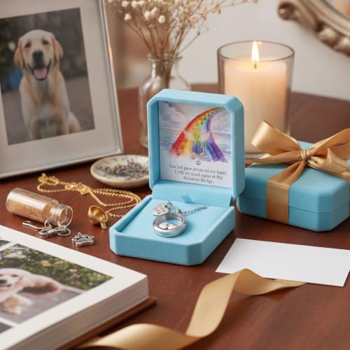 Dog Fur Keepsake Necklace, Transparent Glass Memorial Pendant for Fur Hair Ashes, Pet Urn Necklace with Paw Charm, Pet Loss Jewelry Gift (Glass Circle - Dog) - color: Dog Memorial Locket