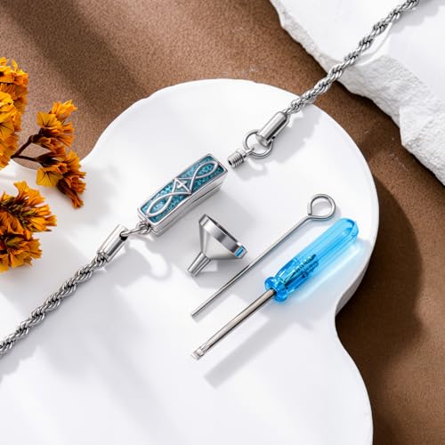 YYB Urn Bracelet for Ashes Hummingbird/Dragonfly/Butterfly/Sunflower Turquoise Locket Bracelet Cremation Memorial Jewelry Mothers Day Gifts for Women - color: Cross