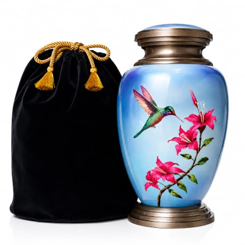 Blue Hummingbird Cremation Urn for Human Ashes (Adult, Large) – Exquisite & Iconic Tribute for a Man or Woman – Beautiful Memorial Hummingbird Urn - color: Blue, size: Large Adult