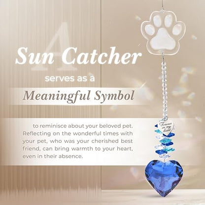 Pet Memorial Suncatcher, Dog Memorial Gifts, Pet Loss, Pet Sympathy, Thoughtful Dogs and Cats Remembrance, Bereavement Gifts - Blue - color: Blue