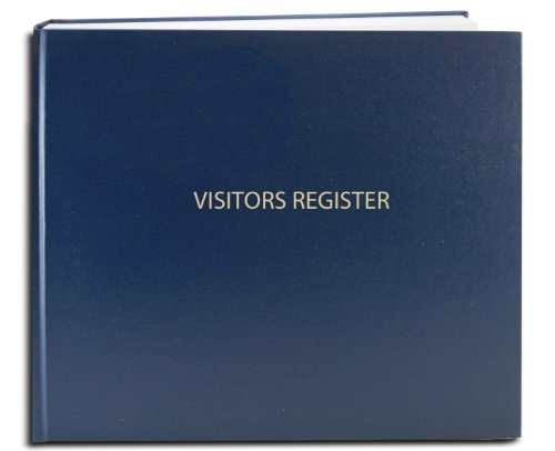 BookFactory Visitor Log Book Register, Blue, Hardbound, 120 Pages | Sign-in Pages, Section Sewn Hard Cover, 8 7/8'' x 7'' - Made in USA - color: Blue