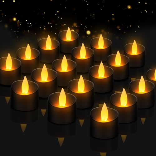 Black Ambience Kit - 24 Pack Premium LED Tea Lights for Modern Home Decor, Memorial Services & Dark Themed Parties (Black Base, 24 Pack) - color: Black Base, size: 24 Pack