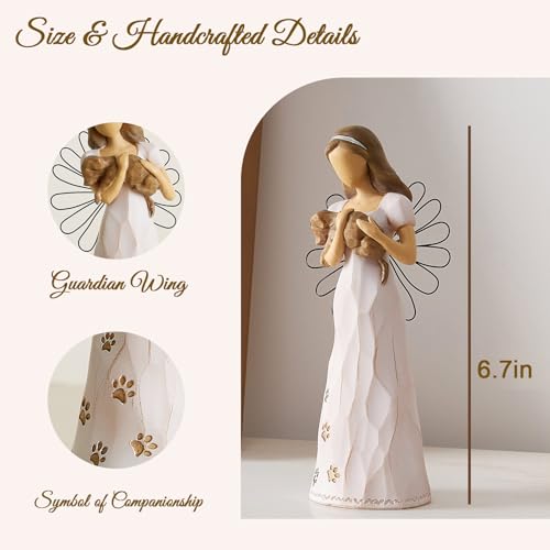 NAN ZAI NAN FANG Dog Angel Statue Friendship Gifts for Dog Lovers Women | 6.7" Loss of Pet Sympathy Memorial Remembrance Gift Resin Sculpted Hand-Painted Figure - style: Angle with Dog