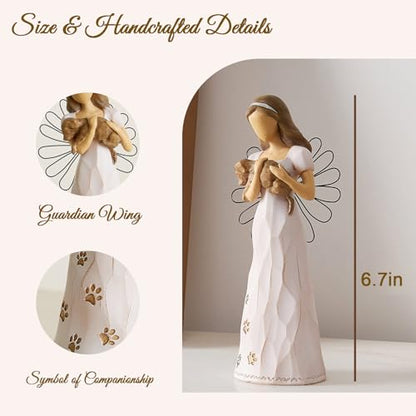 NAN ZAI NAN FANG Dog Angel Statue Friendship Gifts for Dog Lovers Women | 6.7" Loss of Pet Sympathy Memorial Remembrance Gift Resin Sculpted Hand-Painted Figure - style: Angle with Dog