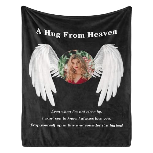 Personalized Memorial Blanket with Photos in Loving Memory for Loved Ones Lost, Custom Gift Loss of Dad Mom Son Daughter, Bereavement Sympathy (Style 1) - color: Dark