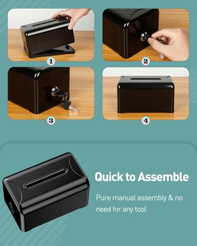 Uniclife 2 Pack 7.3" x 4.5" x 3.9"Black Acrylic Donation Box with Slot Lock - color: Black, size: 2 Pack