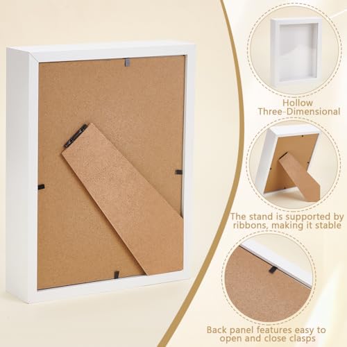 8 Pack 6x8 Inch Shadow Box Picture Frame, 3D Frames Shadow Box | Shadow Box Frame Bulk Wood Shadow Boxes Display Cases for Wedding Memories Crafts Awards Medals Tickets Photos, White - color: White