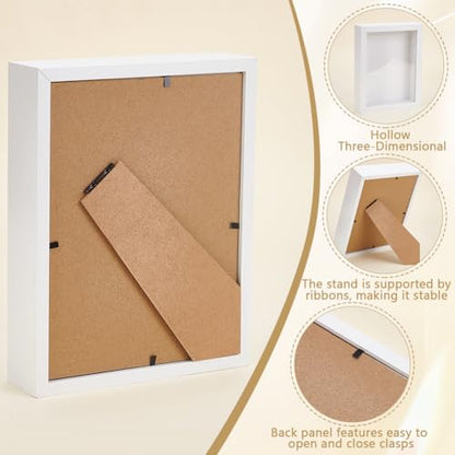 8 Pack 6x8 Inch Shadow Box Picture Frame, 3D Frames Shadow Box | Shadow Box Frame Bulk Wood Shadow Boxes Display Cases for Wedding Memories Crafts Awards Medals Tickets Photos, White - color: White