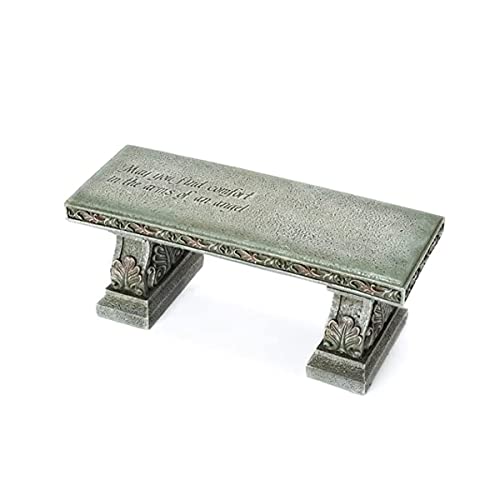 Joseph's Studio by Roman, 15" Memorial Bench with Verse Inscribed on Top, Resin, Small