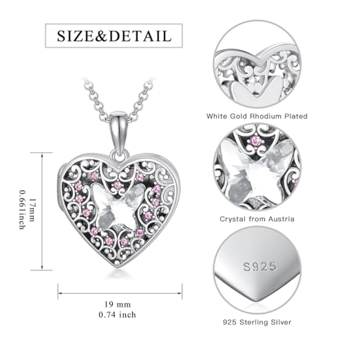 Dorunmo Personalized Locket Necklace 925 Sterling Silver that Holds Pictures Butterfly Birthstone Photo Heart Locket Custom Jewelry Congratulations New Beginnings New Job Gifts for Women - color: Butterfly, style: Only Locket