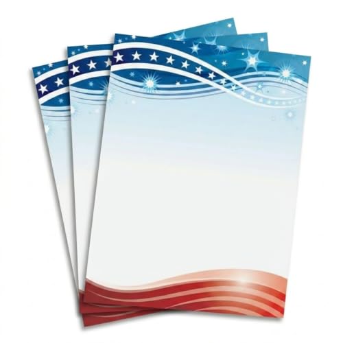 PaperDirect Patriotic Celebration Border Paper, Festive Stars and Banner Design in Red, White and Blue, 8.5 x 11, Acid-Free, Stationery for Invitations, Crafts, Cards, 25 Sheets - color: Patriotic Celebration