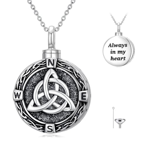 TOUPOP Tree of Life Urn Necklace for Ashes 925 Sterling Silver Cremation Jewelry Memorial Gifts Keepsake Jewelry with Funnel Filler for Women - style: 2-Celtic Knot