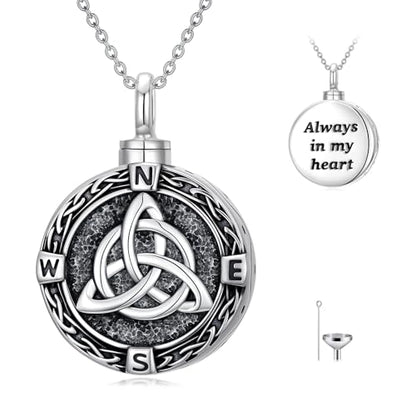 TOUPOP Tree of Life Urn Necklace for Ashes 925 Sterling Silver Cremation Jewelry Memorial Gifts Keepsake Jewelry with Funnel Filler for Women - style: 2-Celtic Knot