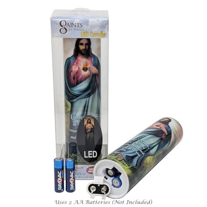 Sacred Heart of Jesus LED Flameless Devotional Prayer Candle