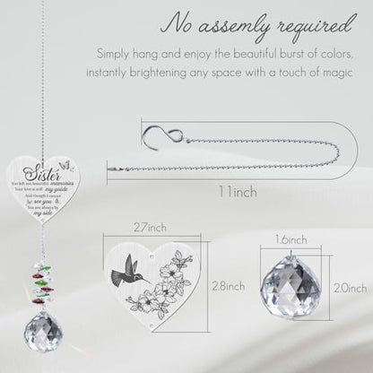 Memorial Gifts for Loss of Sister, Sympathy Crystal Suncatcher,Loss of Sister Sympathy Gifts,Hanging Crystals Ornament for Window Rainbow Maker Prisms Home Decor Gift - style: Sister