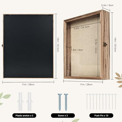 11×14 Shadow Box Frame, Linen Back, Glass Door, Hinge Display Case - color: Carbonized, size: 11×14