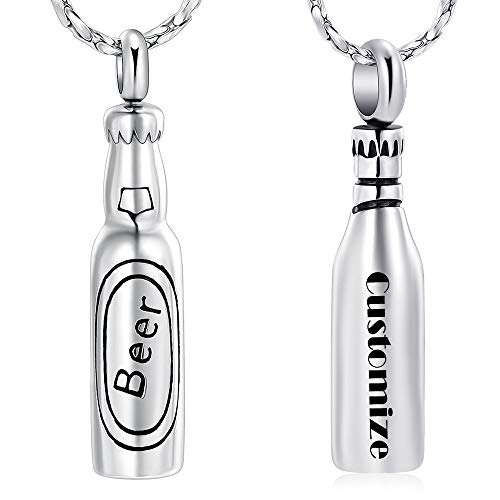Imrsanl Cremation Jewelry for Ashes Bar Urn Necklace Pendant Memorial Ash Jewelry Beer Bottle Keepsake Jewelry for Ashes - color: Customize