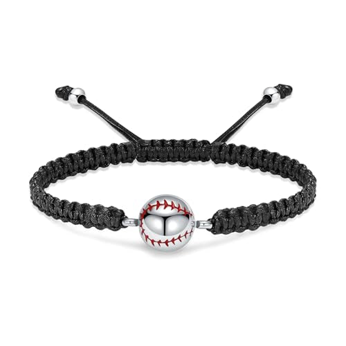 Hearbeingt Baseball Urn Bracelet for Ashes Cremation Jewelry for Women Men - color: Silver-Red