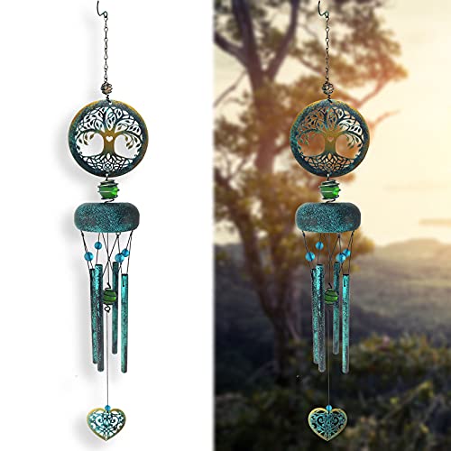 Tree of Life Wind Chimes for Outside, Memorial Gifts for Mom, Outdoor Clearance, Sympathy Gifts for Loss of Loved One, Garden Decor - color: Tree of Life-heart