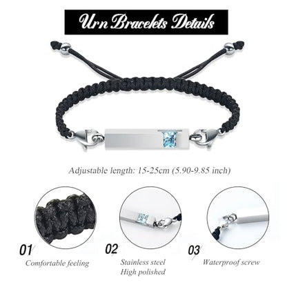 Harbeingt Adjustable Urn Bracelet for Ashes for Women Cremation Jewelry - color: Silver Light Blue