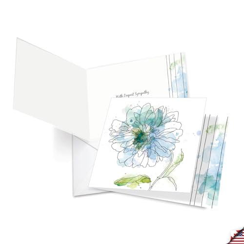 The Best Card Company - 12 Sympathy Note Cards with Envelopes - Loving Flower Bereavement (4 Designs, 3 Each) - Basic Blooms AMQ4627SMG-B3x4 - style: Basic Blooms