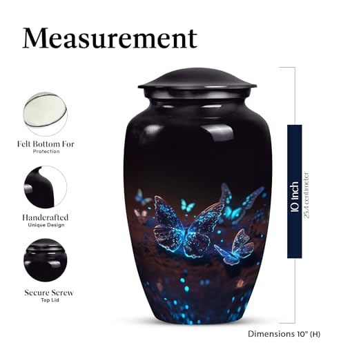 Butterfly Urn for Ashes - Large Cremation Urn for Adults, Men & Women, 10 inch - size: 10 inch Large Urn