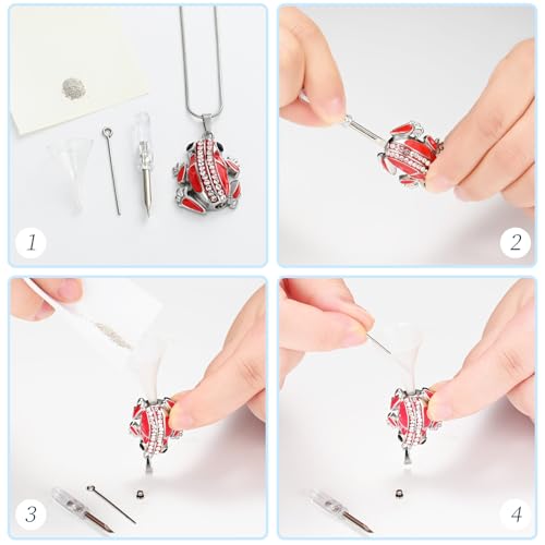 Frog Urn Necklace for Ashes Animals Cremation Jewelry Stainlee Steel Memorial Necklaces Keepsake Jewelry Ashe Holder Pendant for Human Ashes with Filling Kits - color: Red