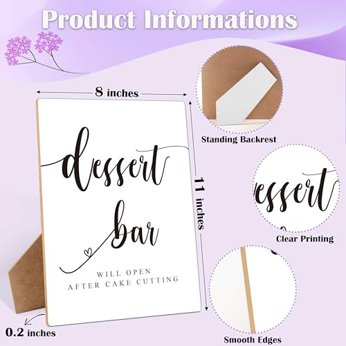 Dessert Bar Sign, 8×11 Inches Wooden Sign With Stand, Minimalist Modern Dessert Table Sign for Wedding Favor,Bridal Shower, Wedding Reception, Event Party Favor Supplies-10 - style: Dessert Bar