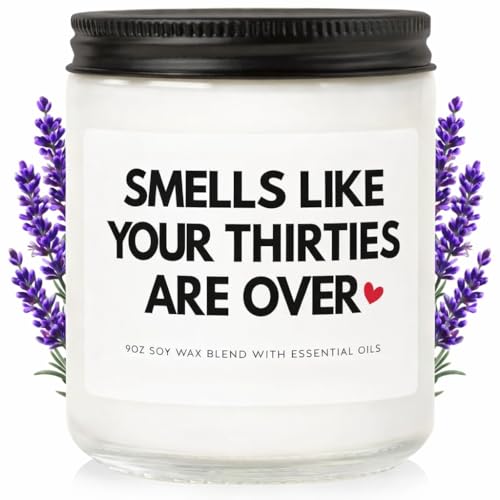 Funny 40th Birthday Gifts for Women, Smells Like Your 30s are Over Candle | | 9oz Lavender Soy Wax | Turning 40 Birthday Decorations Wife Sister Friend Mom Husband 1985 1986 - color: 40th Birthday