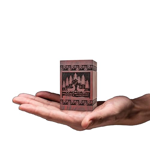 Wooden Deer Urns for Human Ashes Adult Male – Cremation Urns, Funeral Urn, Decorative Urn, Burial Urns, Wooden Urn for Human Ashes Female, Rosewood, Deer, Keepsake - color: Rosewood, size: Small