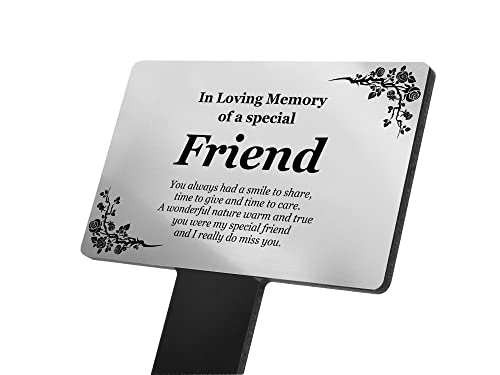 Friend Memorial Remembrance Plaque Stake - SILVER/GOLD/COPPER, Waterproof, Outdoor, Grave Marker, Tribute, Plant Marker (Silver)