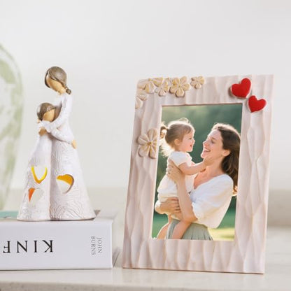 Best Mother Gifts from Daughter Unique Candle Holder Statue | with Flickering LED Light Sentimental Gifts for Mom Resin Mother Daughter Tealight Candle Holders Figurine (Frame for Free) - color: Gifts for Mom Set