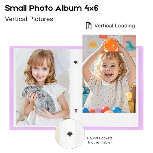 Ruibytree 2 Pack Small Photo Albums 4x6 Pictures, 104 Photos Total, Purple - color: Purple