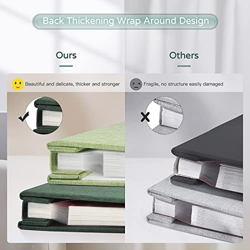 Popotop Large Photo Album Self Adhesive 4x6 5x7 8x10 Scrapbook Album DIY Picture Book,Gifts for Mom,Family Baby and Wedding,with Metal Pen and Plastic Board - color: Dark green, size: 11.5"x10.6"40pages