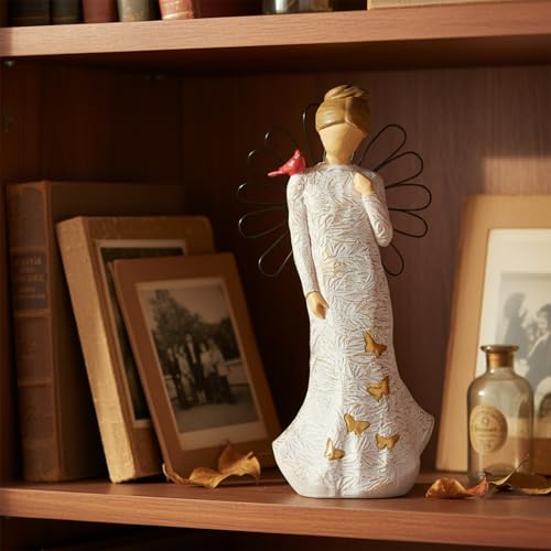 Sympathy Angel Figurines for Loss of Loved Ones Angel Statues | Home Decor Serenity Prayer Gifts for Women Resin Sculpted Hand-Painted Figure Bereavement Gift Praying Hands Statue - style: Sympathy Angle( Cardinal Style)