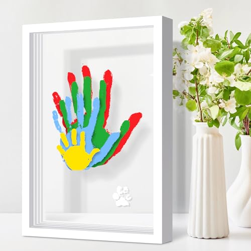 Family Handprint Kit for 4, Hand Print Keepsake Frame DIY Craft Gift - color: White, size: 4 Pages Acrylic Boards