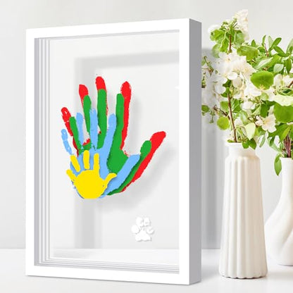 Family Handprint Kit for 4, Hand Print Keepsake Frame DIY Craft Gift - color: White, size: 4 Pages Acrylic Boards