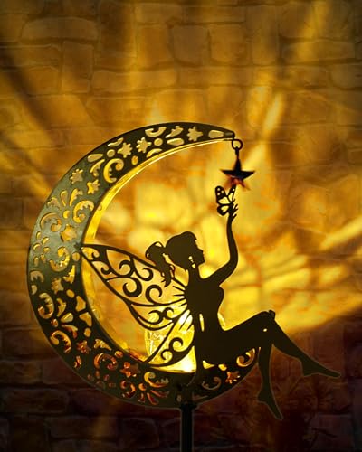 Vuees Solar Fairy Moon Garden Stake Light, Outdoor Yard Patio Decor Gift