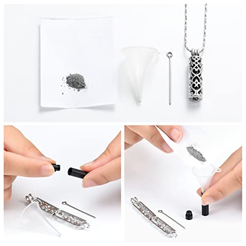 Imrsanl Cylinder Cremation Urn Necklace for Ashes of Loved One - color: Black