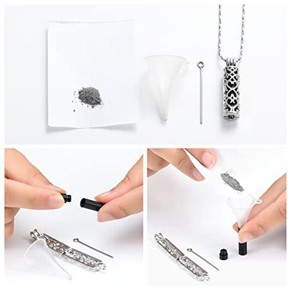 Imrsanl Cylinder Cremation Urn Necklace for Ashes of Loved One - color: Black