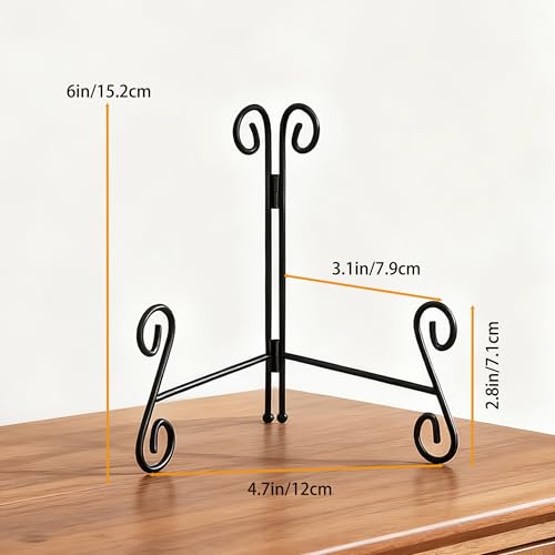 Plate Stand, 1 Pack 6 Inch Plate Holder for Display, Black Foldable Iron Table Easel for Picture Book Photo Frame Decorative Plate - size: 6 Inch - 1Pack