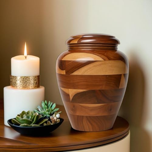Large Wooden Cremation Urn – Handcrafted Memorial for Human Ashes, Adult Funeral Urn for Men & Women (Rosewood, Large (200Cu/Inches)) - size: Large (200Cu/Inches)