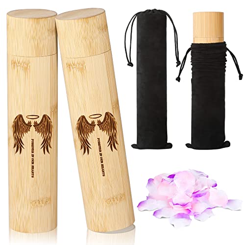 Bamboo Scattering Urn for Human Ashes,Eco Friendly Biodegradable Urn for Human Ashes,9''x2'' Small Scattering Tube for Human Adult Pet Cat Dog Ashes (Set of 2,Angel Wings Pattern) - size: Small,set of 2,angel wings