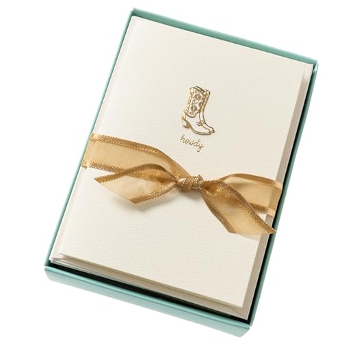 Graphique Cowgirl Boots Cards, Pack of 10 Cards with Envelopes, All Occasion Greetings, Blank Inside, Gold Foil Embossing, La Petite Press Collection Boxed Set, 3.25" x 4.75" - color: Cowgirl Boots