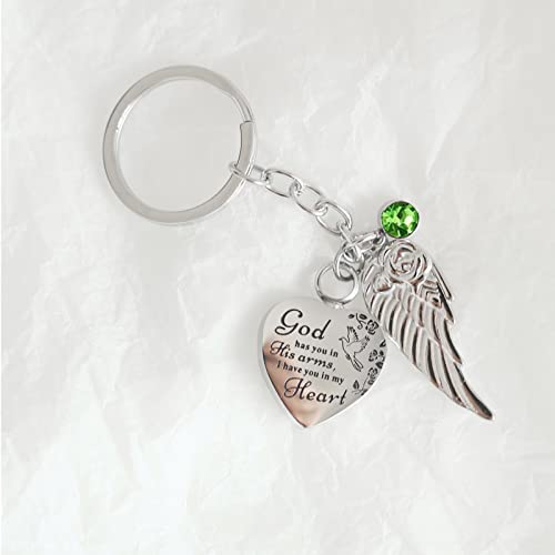 Heart Urn Necklace for Ashes Cremation Jewelry Urn Keychain for Ashes with Birthstone Cremation Keychain - color: August