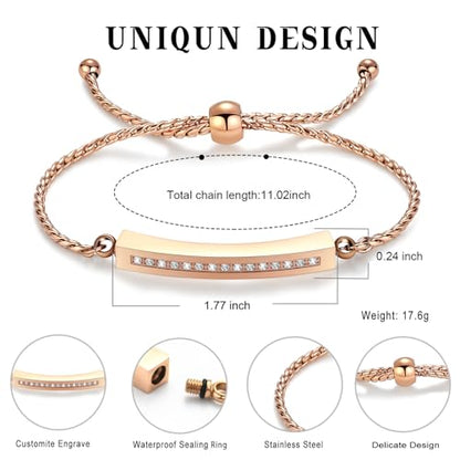 Minicremation Shiny Crystal Cremation Bracelet for Ashes for Women Cube Urn Bangle Locket Ash Holder Memorial Jewelry Bracelet Keepsake Gift - color: Rose Gold