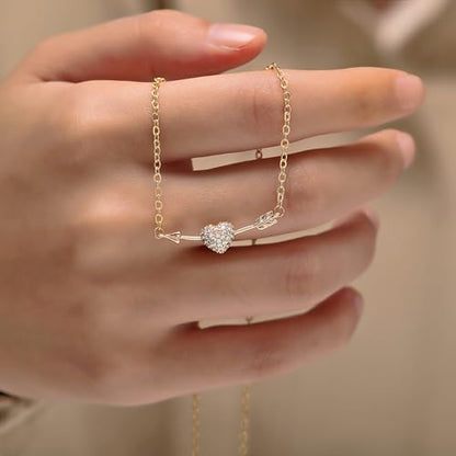 RZKING Golden Necklace for Women, Gifts for Best Friend Sister Mom Daughter - style: Arrow&Heart