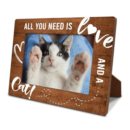 Cat Wooden Picture Frame, All You Need is Love and A Cat, Loss Sympathy Gift for Dog Cats Lovers Owners, Cats Memorial Picture Frame, Pet Memorial Gifts, Christmas Gift 7.9 * 5.7inches - color: Style 8